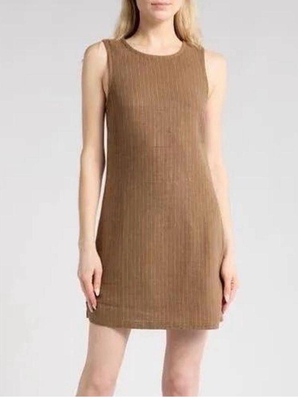 NWT WhoWhatWear brown pinstripe line mini dress